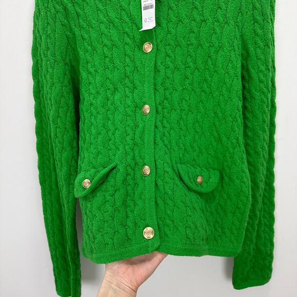 J.Crew Odette Cable Knit Sweater Lady Jacket Cotton Blend Boucle Green S NWT - Picture 8 of 14